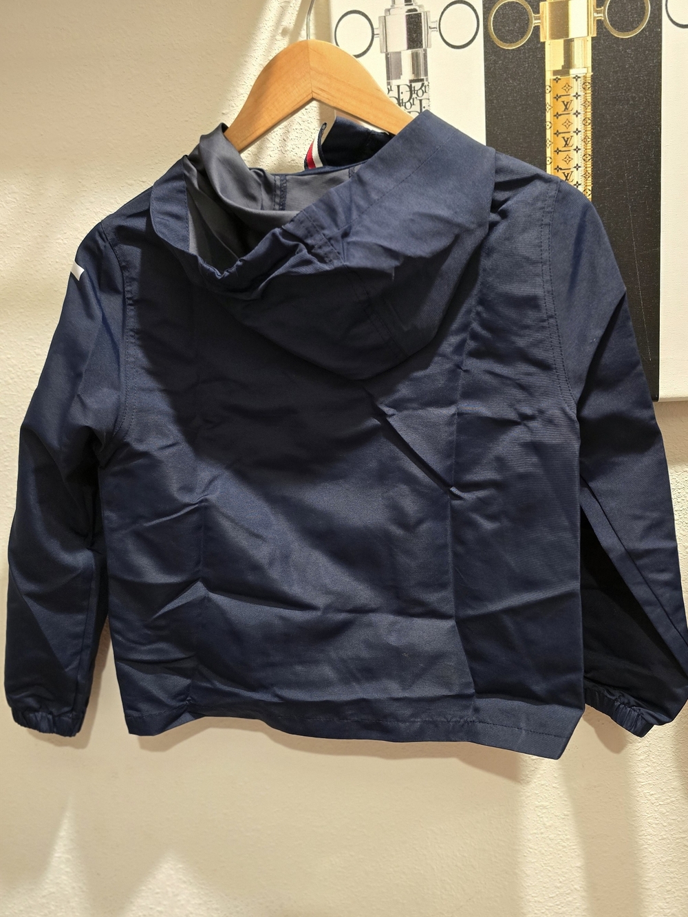 Kids Tommy Hilfiger Navy Packable Pullover Windbreaker with Red & White Details - Picture 4 of 6